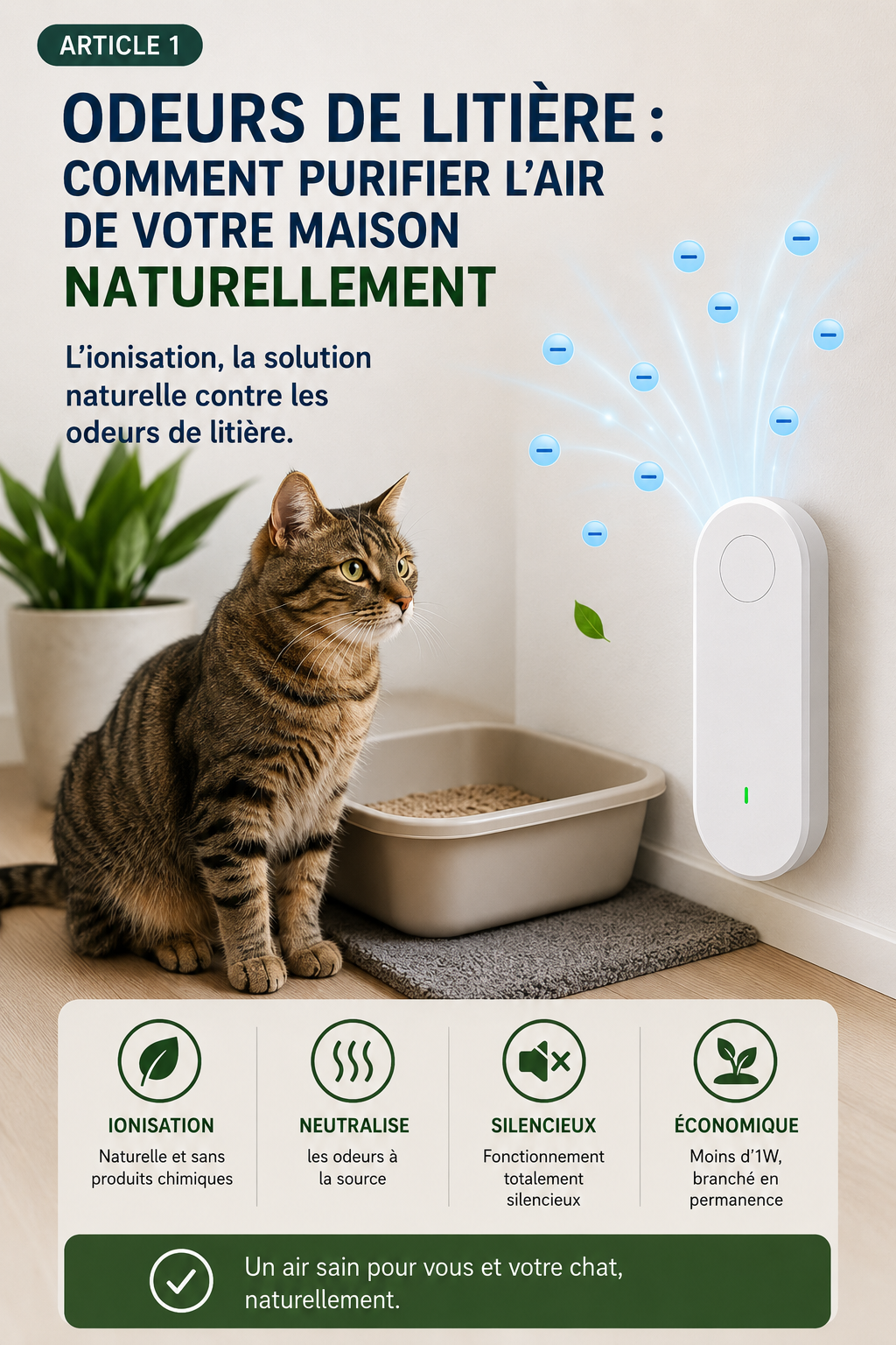 Article 1 : Odeurs de litière : comment purifier l'air de votre maison naturellement